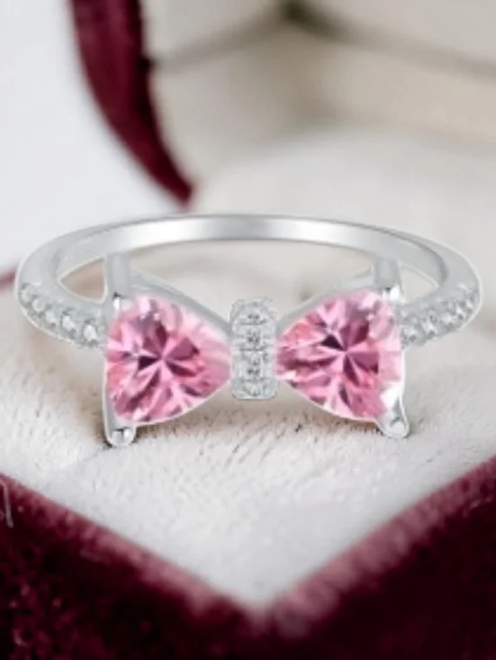 Pink Bow Ring in Sterling Silver - Elegant Women’s Jewelry. Brand New - Picture 5 of 5